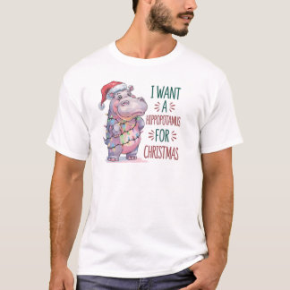 Camiseta Natal Hippopotamus Engraçado