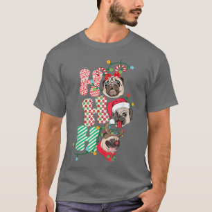 Camiseta Natal Ho Ho Ho Pug Dog Engraçada Feliz Holanda