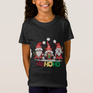 Camiseta Natal Ho Três Gnomos Vermelhos Salão do Pai Natal