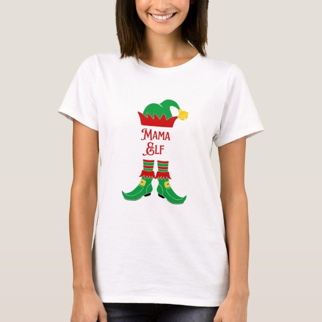 Camiseta Natal Holiday Mama Elf (Frente)
