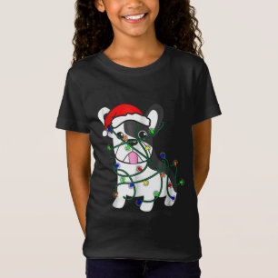 Camiseta natal ilumina decoração engraçada buldogue fran