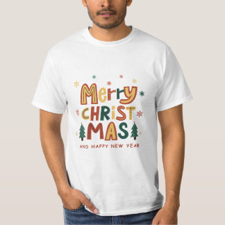 Camiseta Natal Ilustrativo Vermelho, Verde e Amarelo