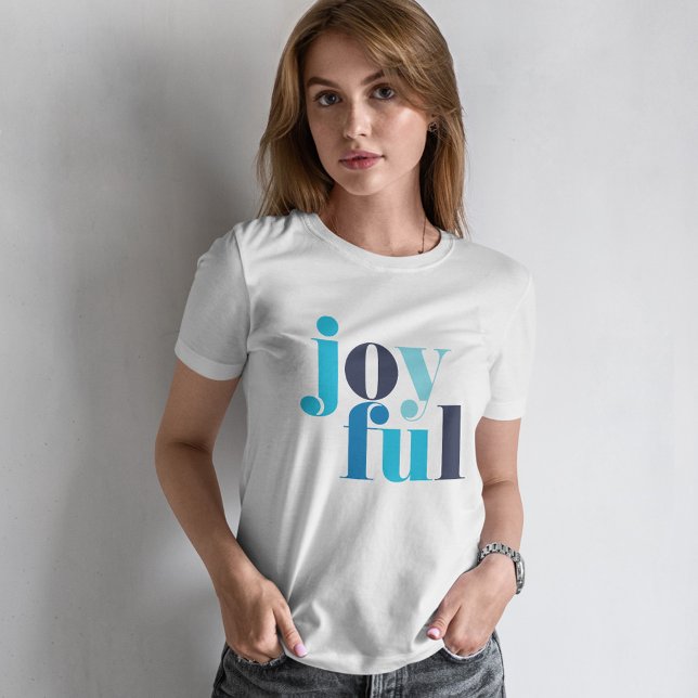 Camiseta Natal "Joyful" azul de inverno (Criador carregado)