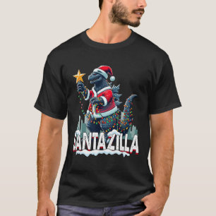 Camiseta Natal Kaiju Santazilla Monstro Japonês Dinossa