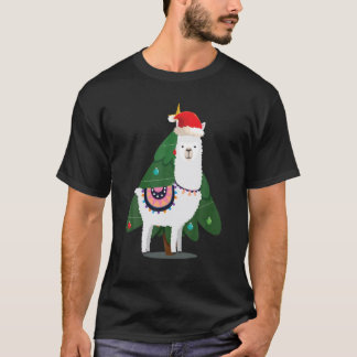 Camiseta Natal Lama com Árvore de Natal