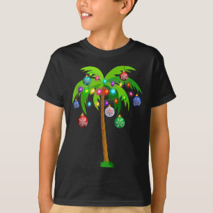 Camiseta Natal Lights Palm Tree Fun Hawaii Beach Tropic