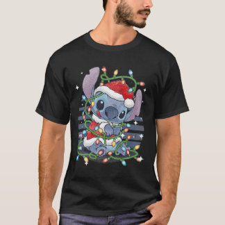 Camiseta Natal Lilo e Stitch Christmas Lights