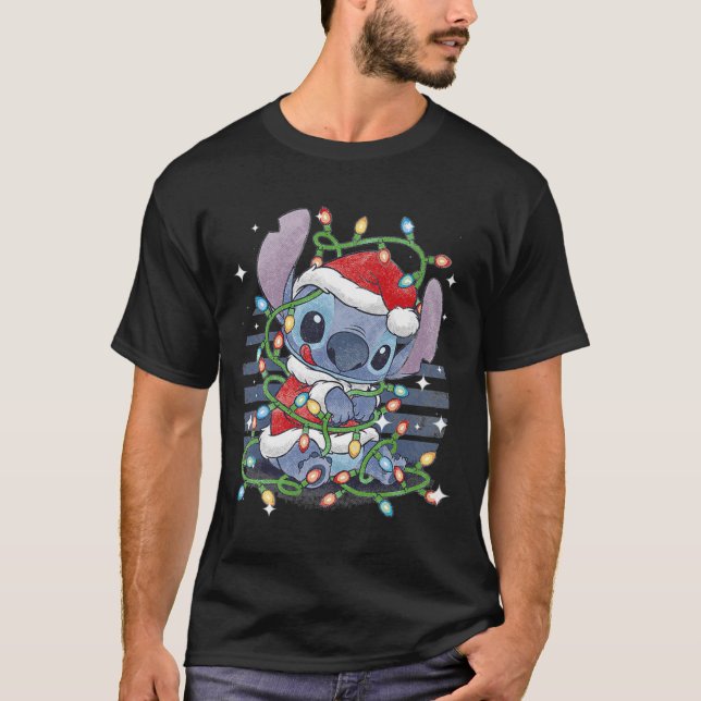 Camiseta Natal Lilo e Stitch Christmas Lights (Frente)