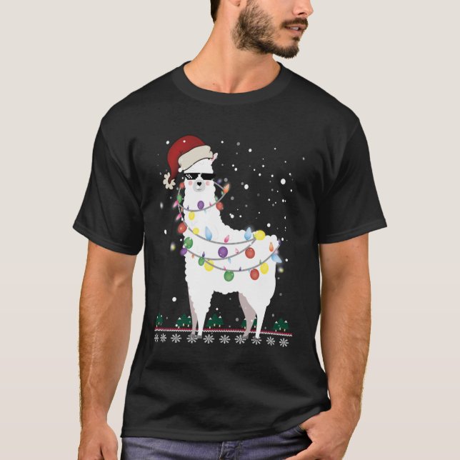 Camiseta Natal Llama - Árvore de Natal do Alpaca - T- Cláss (Frente)