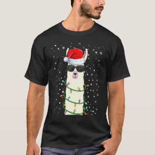 Camiseta Natal Llama Com Papai Noel De Natal Feio Lama