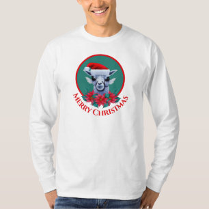 Camiseta Natal Llama e Wreath com Camisa-T de Homens