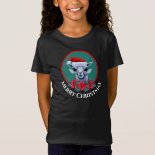 Camiseta Natal Llama e Wreath com T-Shir da Rapariga de Tex