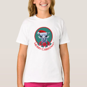 Camiseta Natal Llama e Wreath com T-Shir da Rapariga de Tex