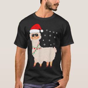 Camiseta Natal Llama Pajamas Alpaca Em Santa Hat Crianças W