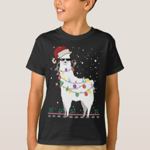 Camiseta Natal Llama Santa Hat Ugly Xmas Tree Alpaca Gi