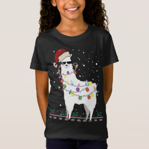 Camiseta Natal Llama Santa Hat Ugly Xmas Tree Alpaca Gi