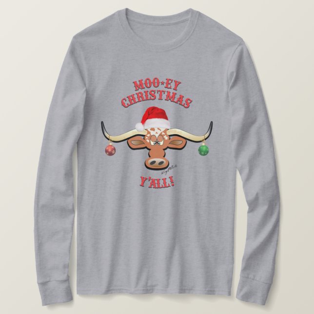 Camiseta Natal Longhorn Steer (Frente do Design)