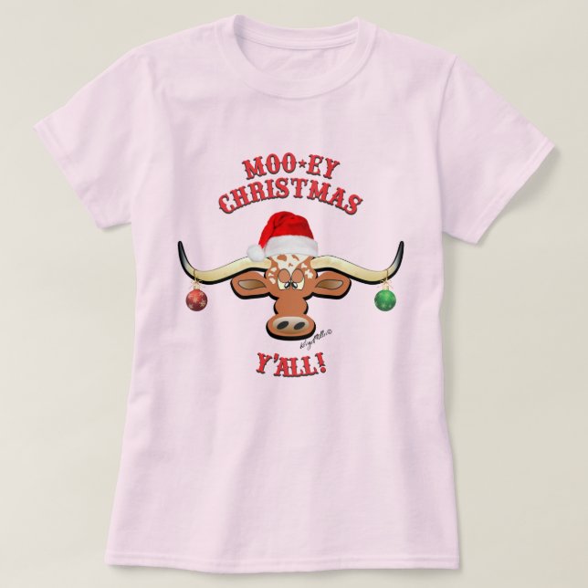 Camiseta Natal Longhorn Steer (Frente do Design)