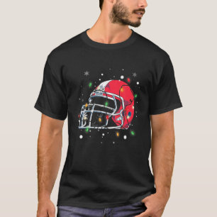 Camiseta Natal Luz Engraçado Capacete Americano de Futebol