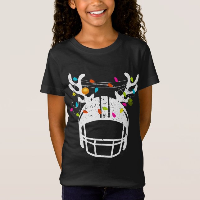 Camiseta Natal Luz Futebol Capacete Engraçado Xmas (Frente)