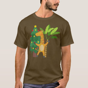 Camiseta Natal Luz Girafa no Verão Tropical