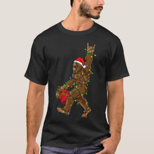 Camiseta Natal Luzes Bigfoot Rock Diversão Sasquatch 