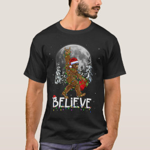 Camiseta Natal Luzes do Pé Grande do Papai Noel Sasquatch D