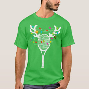 Camiseta Natal Luzes Tênis Racket Engraçado Xmas