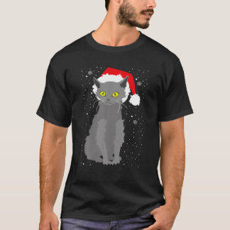 Camiseta Natal Lykoi Cat Santa Hat Xmas Kittens Amantes