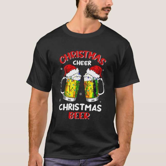 Camiseta Natal Mais Feliz Cerveja Natal Árvore de Natal Me  (Frente)