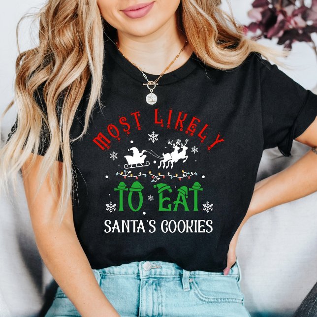Camiseta Natal Mais Propenso a Comer os Biscoitos do Papai  (Criador carregado)