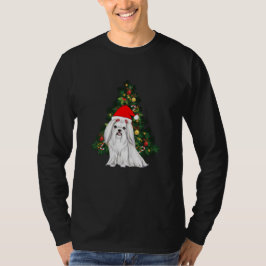 Camiseta Natal Maltês, Xmas Maltês Cachorro com chapéu de P