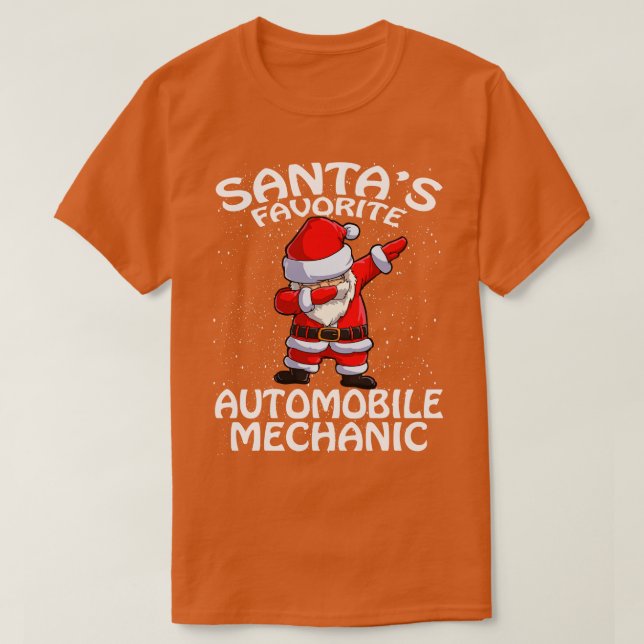 Camiseta Natal Mecânico de Automóveis Favorito do Santas (Frente do Design)