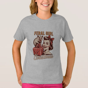 Camiseta Natal Menina Selvagem Gambá Xmas Trashy Retro