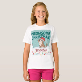 Camiseta Natal Meowy cortado Gato – Roupas de Festa de Famí