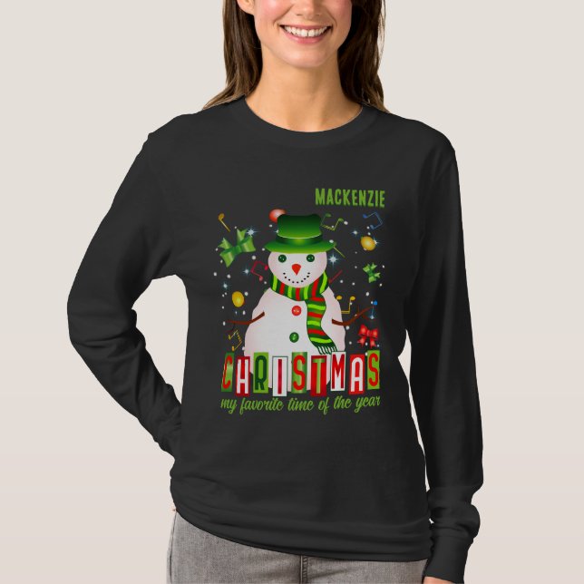 Camiseta Natal Meu Período Favorito do Ano com Snowman (Frente)