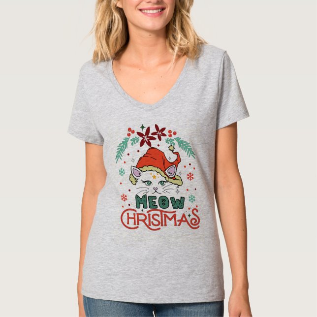 Camiseta Natal Miau, Feliz Natal (Frente)