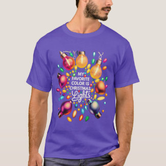 Camiseta Natal Minha Cor Favorita É Luzes De Natal Papai No