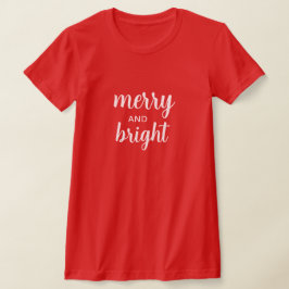 Camiseta Natal Moderno Vermelho Script Alegre & Brilhante