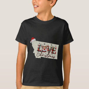 Camiseta Natal Montana Mapa de Natal do Estado Montana Chri