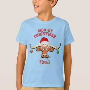 Camiseta Natal Moo-ey, Longhorn Steer