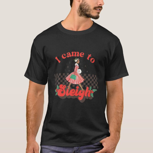 Camiseta Natal - Mulher Negra Afro-Americana Xmas (Frente)