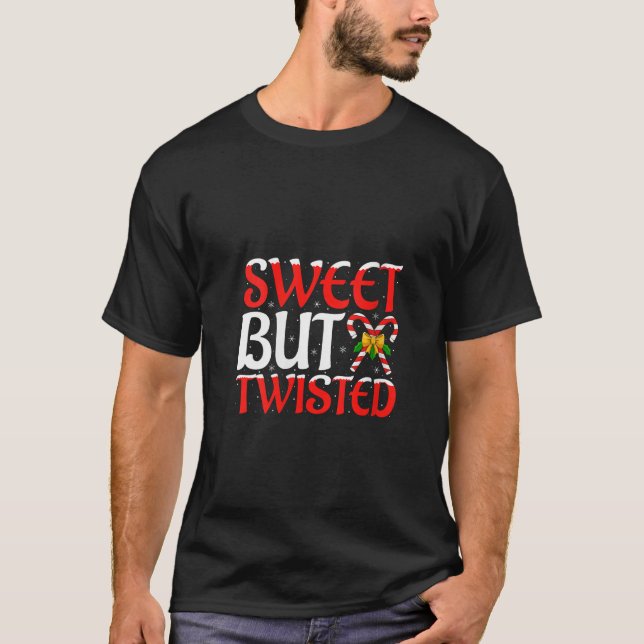Camiseta Natal Mulheres Doce Mas Torta Piada Cane de Açúcar (Frente)