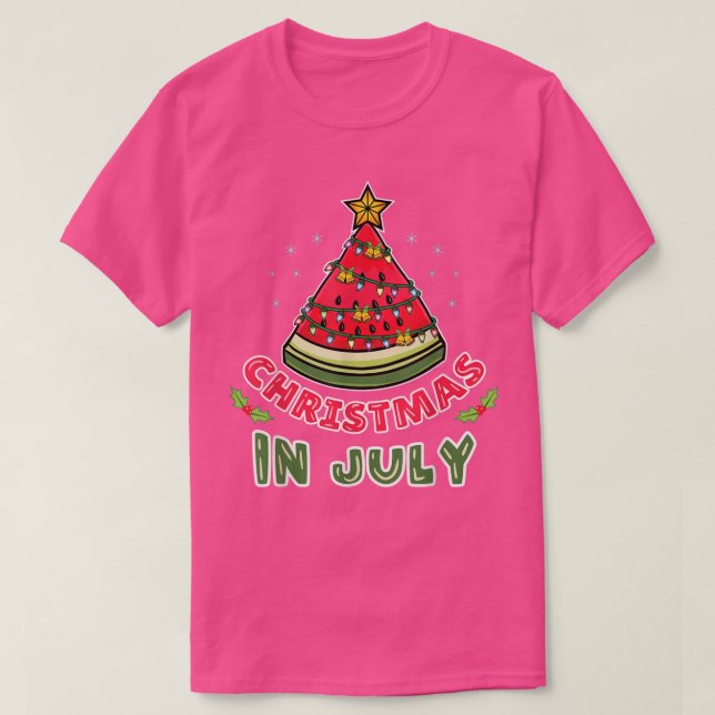Camiseta Natal Na Árvore De Natal Da Melancia De Julho (Frente do Design)