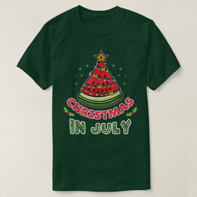 Camiseta Natal Na Árvore De Natal Da Melancia De Julho (Frente do Design)