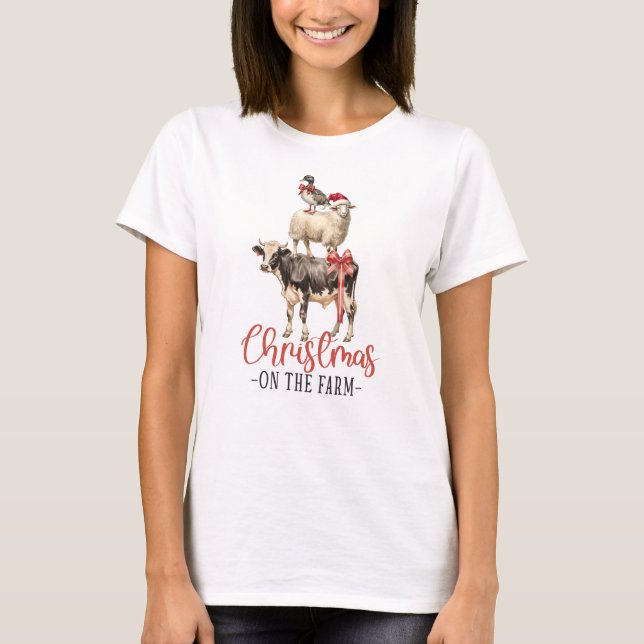 Camiseta Natal na Fazenda Barnyard Animal (Frente)
