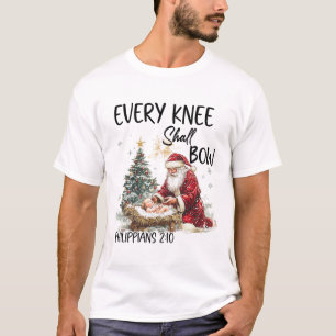 Camiseta Natal Natividade Cristão Homens Todo Joelho Se Dob