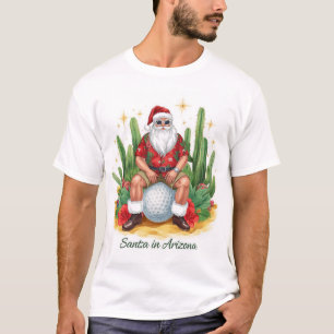 Camiseta Natal no Arizona com Papai Noel em bola de golfe