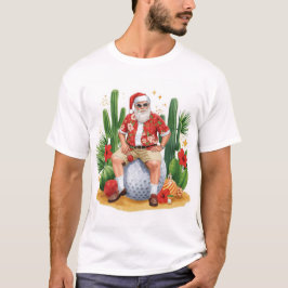 Camiseta Natal no Arizona com Papai Noel em bola de golfe