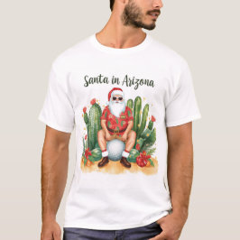 Camiseta Natal no Arizona com Papai Noel em bola de golfe